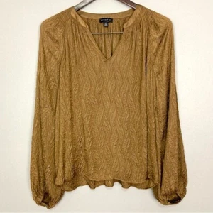 Current Air Crinkle Texture Blouse Women’s Size S Poet Sleeve Peasant Metallic - Picture 1 of 10