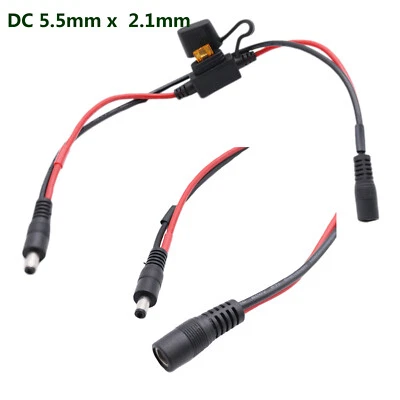 5.5 x 2.1mm Male to Female DC Power Cable with 5A Fuse for LED Strip CCTV Camera - Image 1 of 4