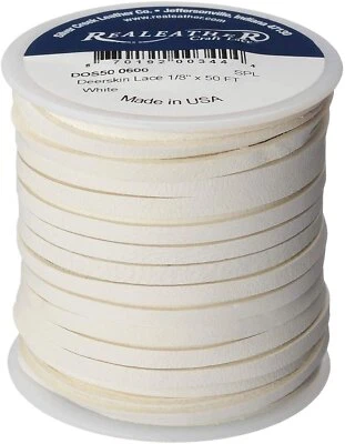 Realeather Deerskin Leather Lace | Size 1/8" x 50' (4.8mm x 15.24m) | 2/3 oz... - Image 1 of 4