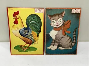 Lote de 2 rompecabezas de bandeja de aprendizaje y llave Milton Bradley vintage - 1955 y 1957 - Imagen 1 de 15