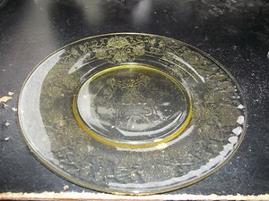 Vintage - Hazel Atlas - 10" Essteller - Florentiner Muster #2 Mohn  - Bild 1 von 4