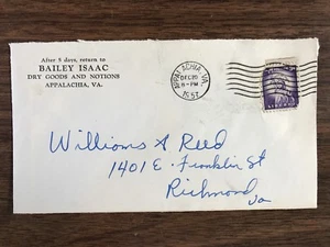 1957 Cover Bailey Isaac Dry Goods & Notions Appalachia Va Wms & Reed Richmond Va - Bild 1 von 2