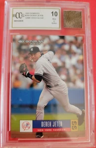 Derek Jeter GAME USED BATTING GLOVE PIECE RELIC +05 DONRUSS CARD GRADED 10 MINT+ - Picture 1 of 3