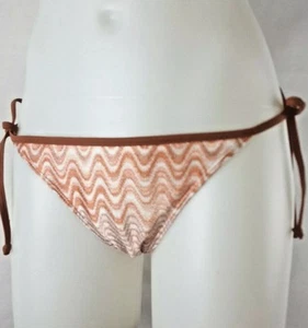 H&M String Bikini Bottom 10 New Coffee Tan Mod Wave Boho Swim Bathing Suit NWT - Picture 1 of 5