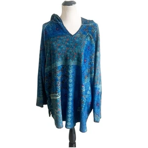 Natural Life Acogedora Manta Boho Suéter Grande Talla Única Azul Multi Capucha - Imagen 1 de 9