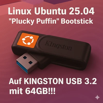 Linux Ubuntu 25.04 Plucky Puffin 64GB USB 3.2 Live BOOT & Installation KINGSTON - Bild 1 von 3