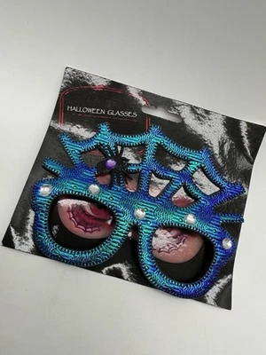 Colorful Iridescent Halloween Spider Themed Masquerade Party Mask Glasses  - Image 1 of 4
