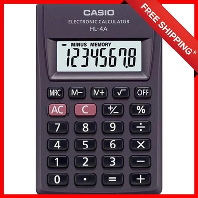 8-Digit Basic Calculator in Black - Compact, Ergonomic, and Battery-Powered - Image 1 of 4