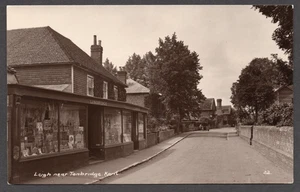 Postcard Leigh nr Tonbridge Kent shopfront Lindridge grocer RP Camburn Izzard - Picture 1 of 2
