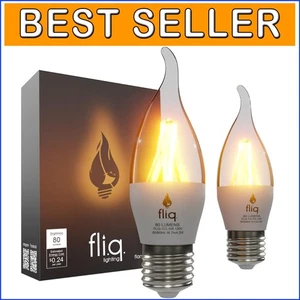 Energy Efficient Candle-Style Flame LED Bulbs - 2 Pack with 4 Brightness Modes - Picture 1 of 4