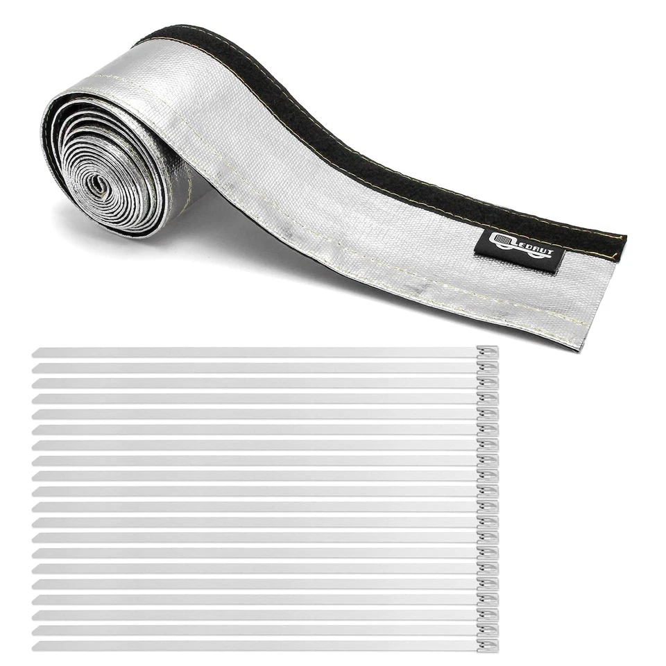 Manga térmica aluminizada 1" I.D. X 10 pés com 20 gravatas de aço inoxidável com zíper - Imagem 1 de 4