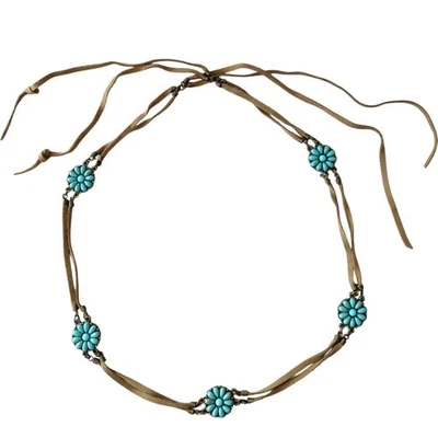 American Eagle Vintage Y2K Brown Suede** Turquoise Concho Tie-Style Belt O/S - Image 1 of 4