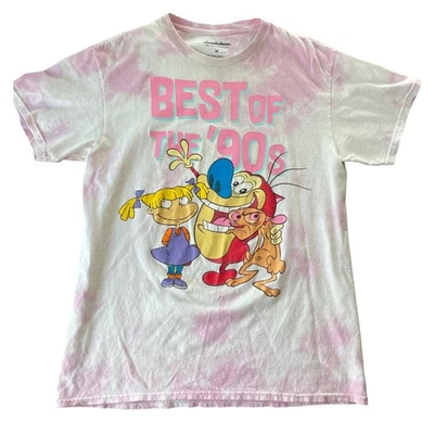 Camiseta Nickelodeon Años 90 Gráfico Dibujos Animados Mujer M Rosa Tie Dye Nostalgia Estilo Vintage Foto 1 de 4