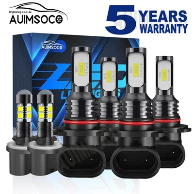 For Saturn SL SL1 SL2 1995-2002 10000K White LED Headlight Fog Light Bulbs Combo - Image 1 of 4