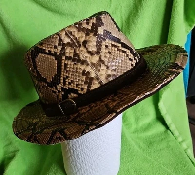 Шляпа-федора женская дизайнерская роскошь с принтом из змеиной кожи Eric Javits - Изображение 1 из 4