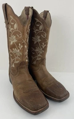 Botas occidentales Twisted X para mujer bordadas florales WRS0025 punta cuadrada talla 9,5 Foto 1 de 4