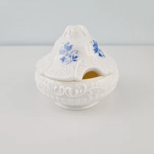Vintage Milk Glass Lidded Sugar Bowl with Flowers Made in Japan - Picture 1 of 13