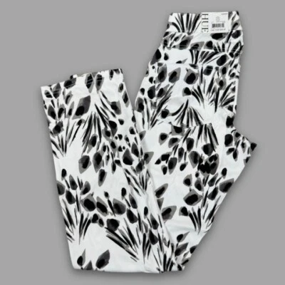 HUE Abstract Floral Essential Denim Leggings Womens Small Stretch Back Pockets - Image 1 of 4