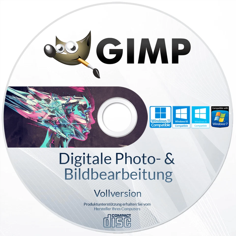 GIMP DIGITALE BILD PHOTO GRAPHIK EDITOR BEARBEITUNG WINDOWS 11 10 8 7 SUITE - Bild 1 von 1