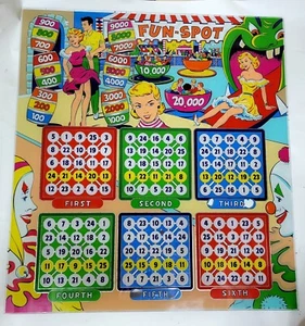 Flipper vetro posteriore 1960 Fun Spot Bingo - nos - produttore sconosciuto - Foto 1 di 12