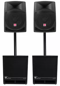 (2) Rockville RPG12 12" Powered 1600w DJ PA Speakers+(2) 15" Powered Subwoofers - Picture 1 of 11