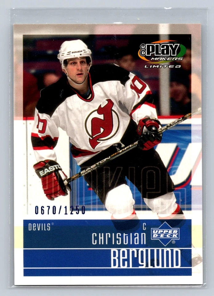 CHRISTIAN BERGLUND 2001-02 UPPER DECK PLAY MAKERS RC SP 670/1250 NJ DEVILS - Image 1 of 2