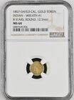 1857 California Fraktionalgold Roh Indischer Kranz #1 Typ NGC MS-64 R.8!