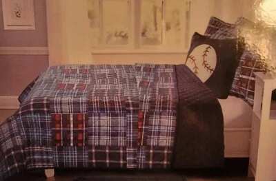 Kids Expressions Twin Plaid Edredón Niños Edredón Conjunto Madras Cuadros Balón de Fútbol  Foto 1 de 2