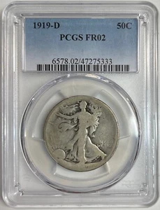 1919 D Walking Liberty Half Dollar PCGS FR02 Lowball Silver Coin 50C - Picture 1 of 9