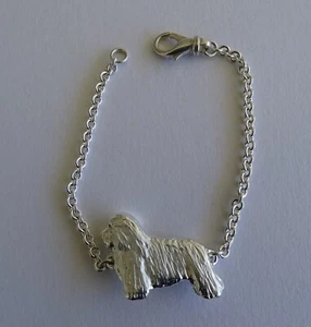 Large Sterling Silver Bearded Collie Standing Study Bracelet - Picture 1 of 10