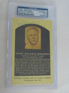 PSA ADN HANK GREENBERG FIRMADO CORTE PLACA POSTAL TIGRES AUTÓGRAFO ENCERRADO AUTOMÁTICO - Imagen 1 de 3
