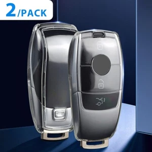 2Pcs Transparent Key Fob Case Cover For Benz GLA GLC GLE CLA EQC A B C E S Class - Picture 1 of 10