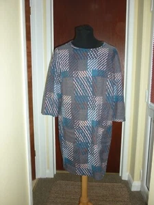 STYLISH 'TU' LADIES TUNIC TOP/DRESS BLUE MIX SIZE 16 GOOD CONDITION - Picture 1 of 4