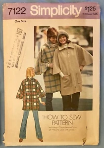 Simplicity Sewing Pattern 7122 Size One Size Cape Coat 1975 Vintage Uncut - Picture 1 of 1