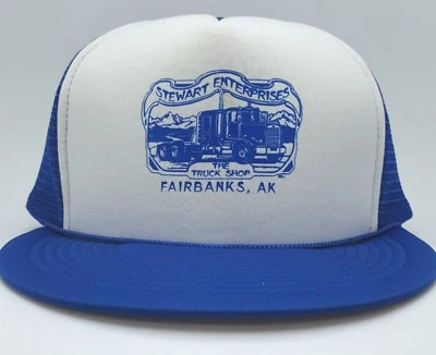 Sombrero de camionero vintage años 90 STEWART ENTERPRISES Fairbanks AK Truck Shop 24+ años  Foto 1 de 4