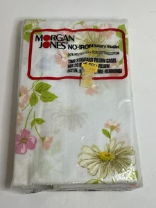 Pillow Cases Floral 2 Standard Size Morgan Jones No Iron Luxury Muslin Vintage - Picture 1 of 4