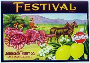 Authentic 1930s Festival Horse Buggy Fruit Crate Label - Picture 1 of 1