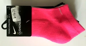 Girls Nike 3 Pair Pack Low Cushioned Logo Socks Size 10C-3Y White Black Pink NWT - Picture 1 of 11