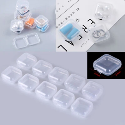 50/100pcs Mini Clear Plastic Small Box Jewelry Earplugs Storage Case Container - Image 1 of 4