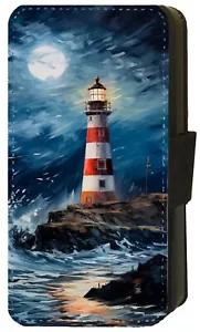 Lighthouse Oil Painting Printed iPhone Pixel Galaxy Gift Flip/Wallet Case (B) - Picture 1 of 8