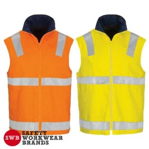 DNC Workwear Hi Vis Cotton Drill Reversible Safety Vest Reflective Tape New 3765 - Picture 1 of 3