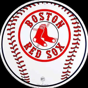 BOSTON RED SOX 12" ROUND EMBOSSED METAL BASEBALL SIGN RED SOX MAN CAVE SIGN - Picture 1 of 5