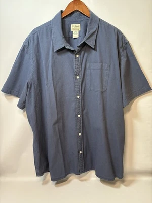 L.L. Bean Blue Chambray Button Down Shirt Short Sleeve Men’s Size 3XL - Image 1 of 4