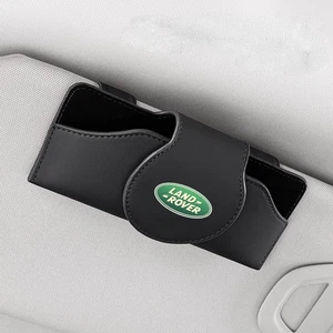Car Sun Visor Sunglasses Card Holder Clip Box For Land Rover Black Leather - Foto 1 di 3