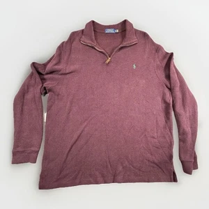 Polo Ralph Lauren Sweater Mens XXL Burgundy 1/4 Zip Preppy Pullover Long Sleeve - Picture 1 of 8