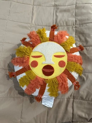 Fringed and Embroidered Sun Round Throw Pillow Gold - Opalhouse - Image 1 of 4