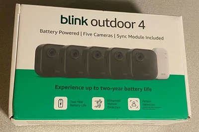 Blink Outdoor 4 Five Camera System w/Sync Module New B0DHLTCYWH 840414634183 - Image 1 of 4