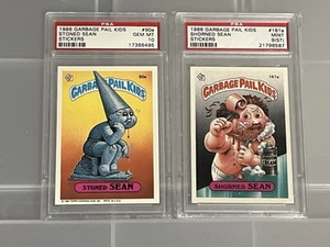 Juego de 2 tarjetas 1986 Garbage Pail Kids Stoned Sea PSA 10 y Shorned Sean PSA 9 - Imagen 1 de 3
