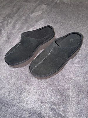 UGG New Heights Suede Cozy Clogs Size 9 US Black - Image 1 of 4