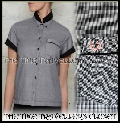 Camisa Mod Rara Original Amy Winehouse Fred Perry Micro Pata de Gallo Años 50 Reino Unido 8 36 4 Foto 1 de 4